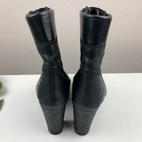 Timberland Glancy Ankle Boots Heeled Black Leather Lace Up Women's 8 - Picture 10 of 12